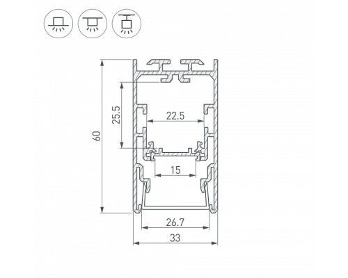 Профиль Arlight S2-LINE-3360-2500 ANOD+OPAL 021171