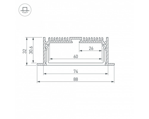 Профиль встраиваемый Arlight SL-LINIA88-F-2000 ANOD 019315