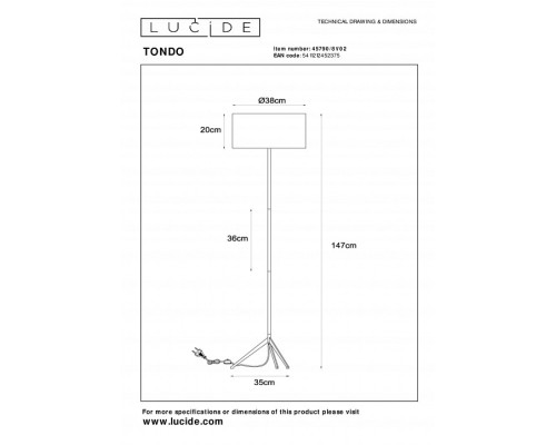 Торшер Lucide Tondo 45790/81/02