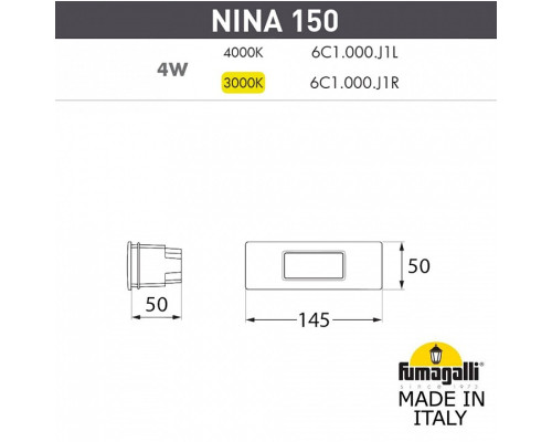 Встраиваемый светильник Fumagalli Nina 6C1.000.000.BYJ1L