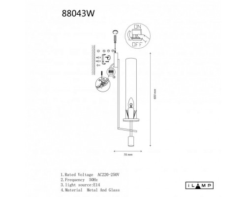 Бра iLamp Thor 88043W BR