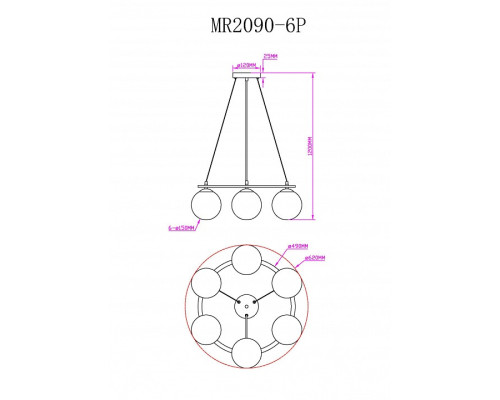 Подвесная люстра MyFar Edith MR2090-6P