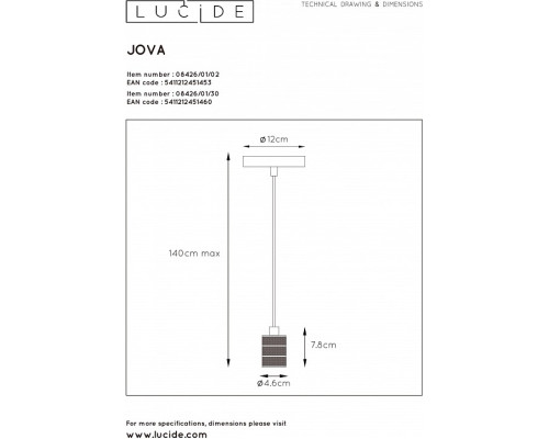 Подвесной светильник Lucide Jova 08426/01/02