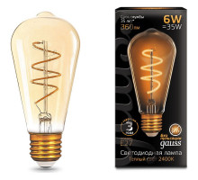 Лампа светодиодная Gauss LED Filament Flexible E27 6Вт 2400K 157802006