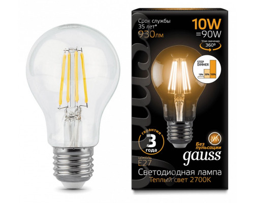 Лампа светодиодная Gauss LED Filament E27 10Вт 2700K 102802110-S