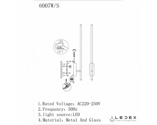 Бра iLedex Royal 6007W/S - 8W - 3000K BK