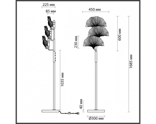 Торшер Odeon Light Ventaglio 4870/3F