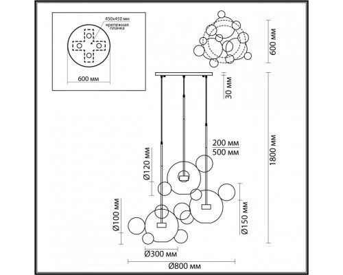 Подвесной светильник Odeon Light Bubbles 4640/36LA