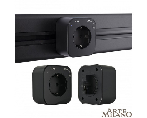 Розетка с заземлением на треке Arte Milano Am-track-sockets 380022TS/ES Black