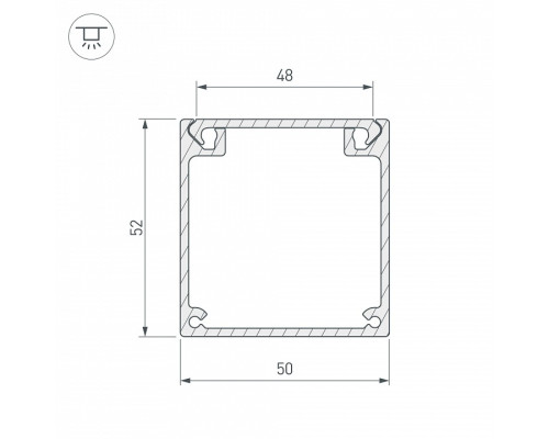 Профиль накладной Arlight BOX52-2000 ANOD 017356