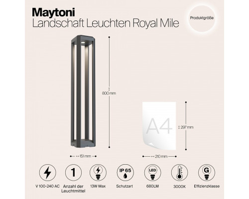 Наземный низкий светильник Maytoni Royal Mile O019FL-L12GR3K