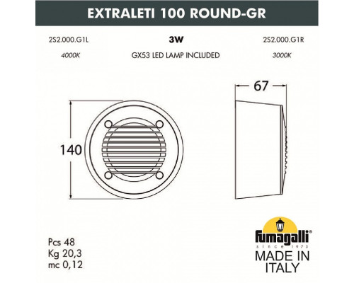 Накладной светильник Fumagalli Leti 2S2.000.000.WYG1L