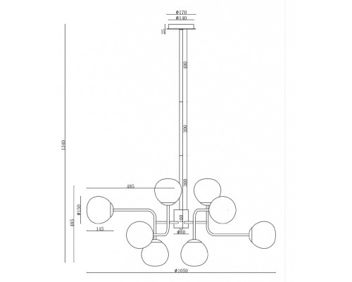 Люстра на штанге Maytoni Erich MOD221-PL-12-G