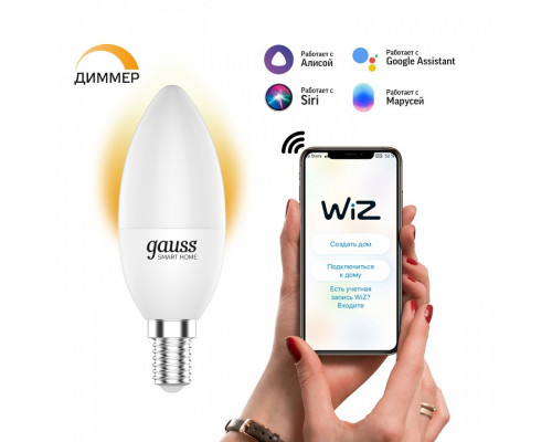 Лампа светодиодная с управлением через Wi-Fi Gauss Smart Home E14 5Вт 2700K 1100112