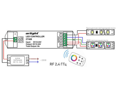 Контроллер-регулятор цвета RGB Arlight  021605