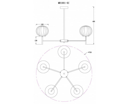 Люстра на штанге MyFar Eliza MR1901-5C