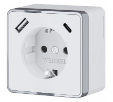 Розетка с заземлением, шторками и USB Werkel Gallant белые W5071701