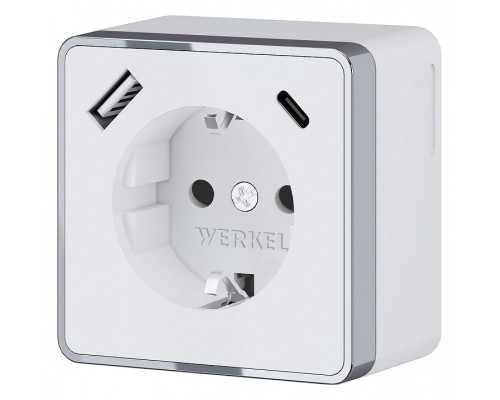 Розетка с заземлением, шторками и USB Werkel Gallant белые W5071701