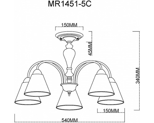 Люстра на штанге MyFar Anna MR1451-5C