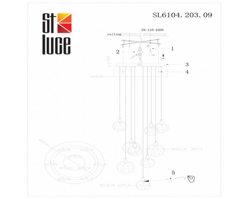 Подвесная люстра ST-Luce Montecelio SL6104.203.09