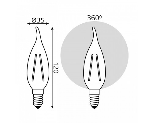 Лампа светодиодная Gauss Filament E14 13Вт 2700K 104801113