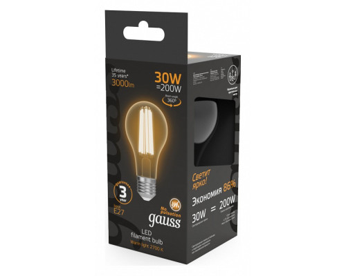 Лампа светодиодная Gauss Filament E27 30Вт 2700K 102902130