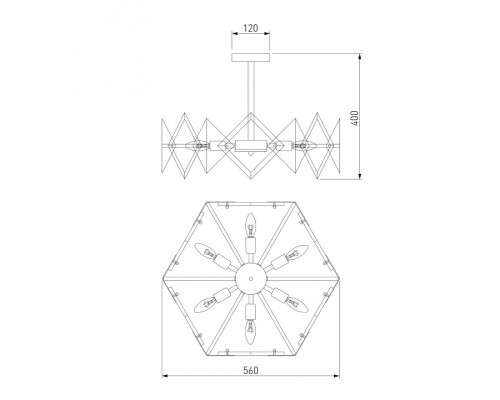 Люстра на штанге Eurosvet Origami 60121/6 латунь Smart