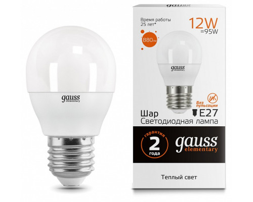 Лампа светодиодная Gauss LED Elementary E27 12Вт 3000K 53212