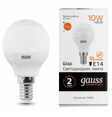 Лампа светодиодная Gauss LED Elementary Globe E14 10Вт 3000K 53110