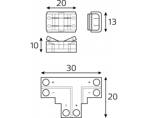 Соединитель лент T-образный жесткий Gauss Basic BT400