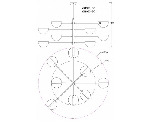 Люстра на штанге MyFar Valentina MR1951-8C