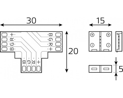 Соединитель лент T-образный жесткий Gauss Basic BT430