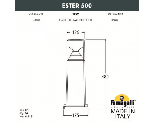 Наземный низкий светильник Fumagalli Ester DS1.563.000.AXD1L