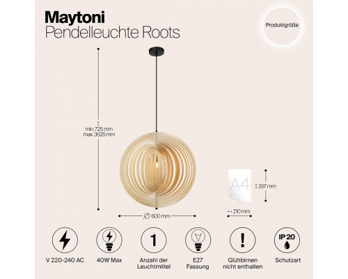 Подвесной светильник Maytoni Roots MOD197PL-01W2