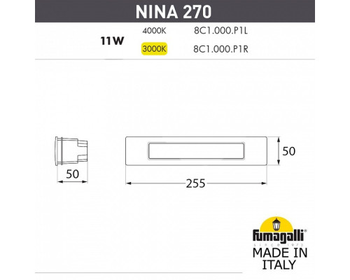 Встраиваемый светильник Fumagalli Nina 8C1.000.000.WYP1L