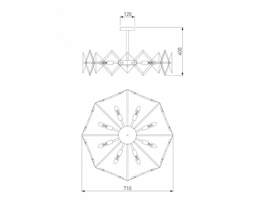 Люстра на штанге Eurosvet Origami 60121/8 латунь Smart