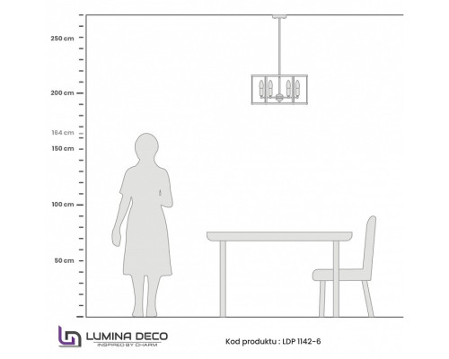 Люстра на штанге LUMINA DECO Lorton LDP 1142-6 BK+MD