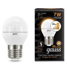 Лампа светодиодная Gauss LED Globe E27 7Вт 3000K 105102107-S