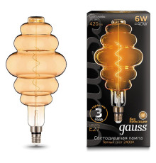 Лампа светодиодная Gauss LED Vintage Filament Flexible E27 6Вт 2400K 158802006