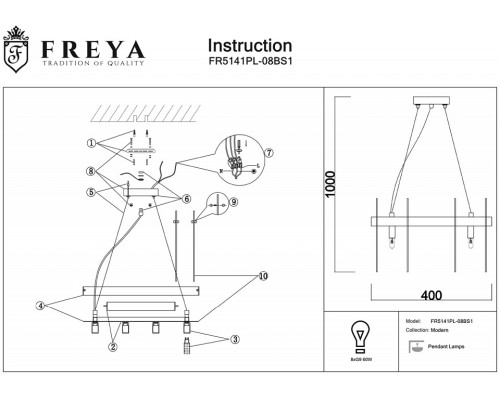 Подвесной светильник Freya Deserto FR5141PL-08BS1