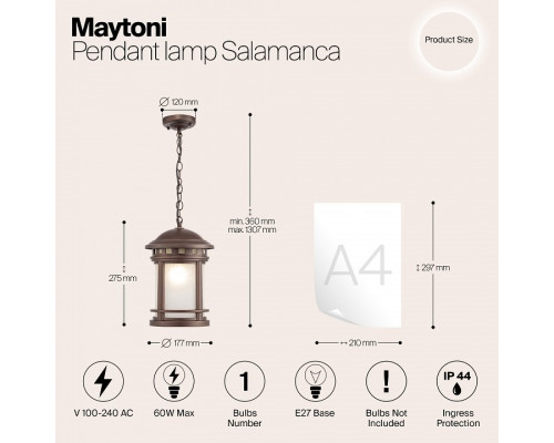 Подвесной светильник Maytoni Salamanca O031PL-01BR