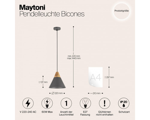 Подвесной светильник Maytoni Bicones P359-PL-220-C