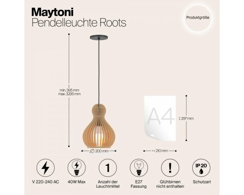 Подвесной светильник Maytoni Roots MOD192PL-01W