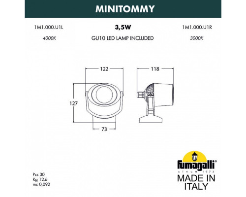 Светильник на штанге Fumagalli Minitommy 1M1.000.000.LXU1L