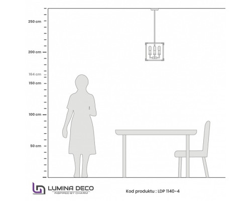 Люстра на штанге LUMINA DECO Waldorf LDP 1140-4 BK+MD