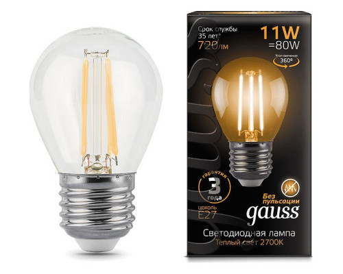 Лампа светодиодная Gauss LED Filament E27 11Вт 2700K 105802111