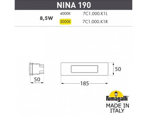 Встраиваемый светильник Fumagalli Nina 7C1.000.000.BYK1L