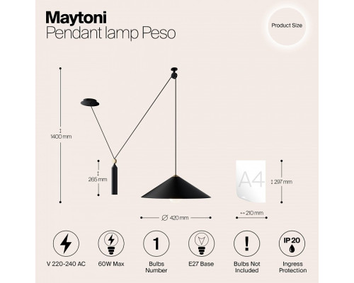 Подвесной светильник Maytoni Peso P080PL-01B