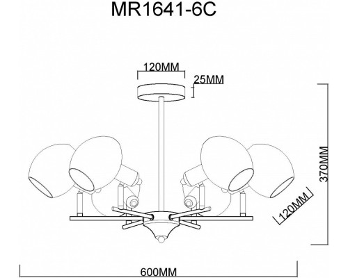 Люстра на штанге MyFar Diana MR1641-6C