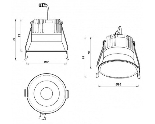 Встраиваемый светильник iLedex Mars 212-12W-D95-3000K-24DG-BK